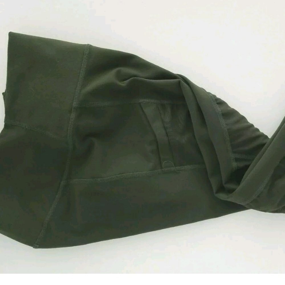 Fabletics Size M Solid Green Crop Length Shirred … - image 2